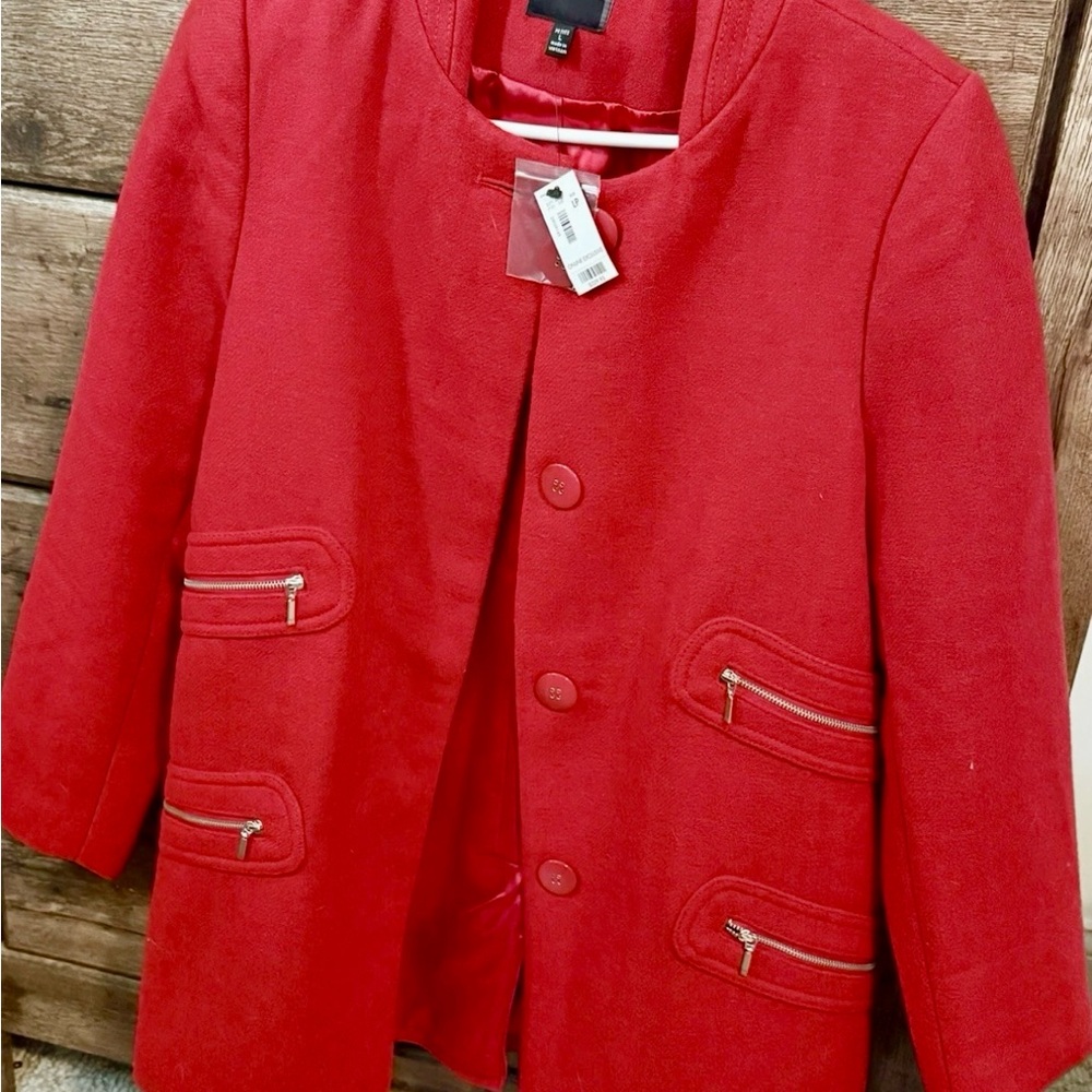 The Limited Red Women's Blazer with Zipper Accents